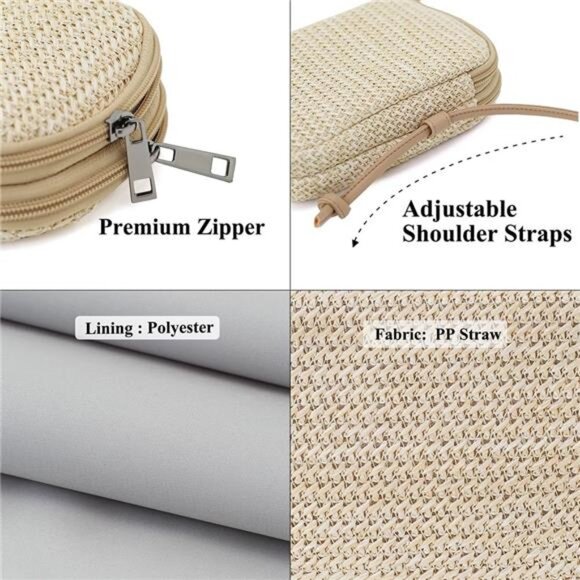 Women's Crossbody Bag Straw-off-white - Picture 6 of 6